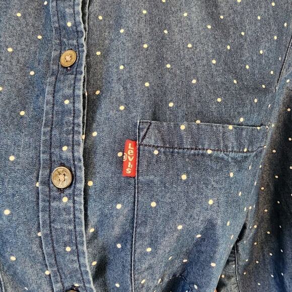 Levi's Polka Dot Denim Button‎ Up Mini Dress Size M - Picture 5 of 9
